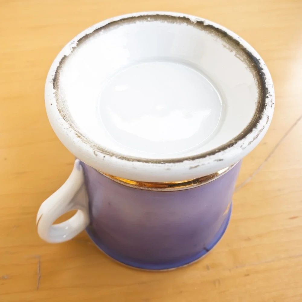 Antique Personalized Shaving Mug Purple Ground Sailboat Nautical Hand Painted